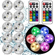 Small Submersible Led Lights with Remote,Mini LED Light,Waterproof Tea Light,Underwater Lights,Flameless Candles,Suitable for