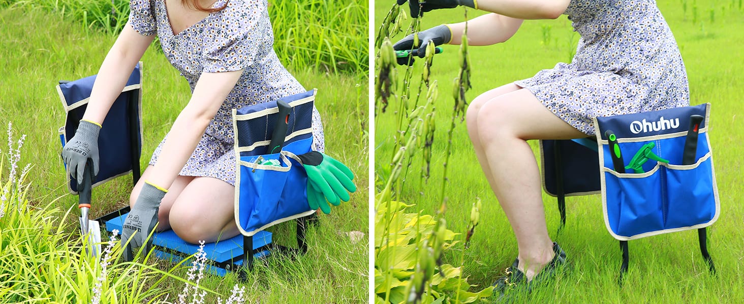 blue garden kneeler and seat