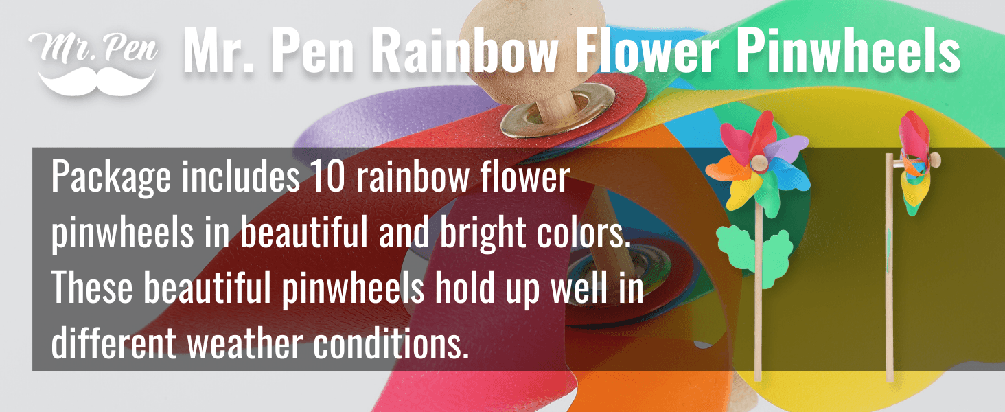 Mr. Pen- Rainbow Flower Pinwheels, 10 Pack, Pinwheels for Yard and Garden