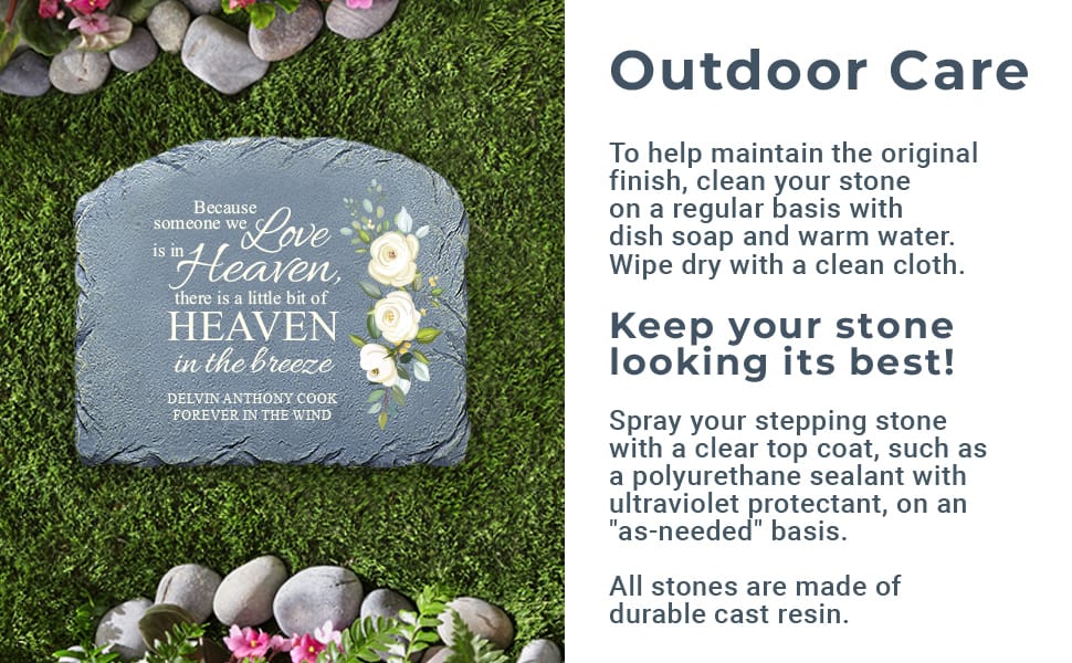 Memorial Garden Stone Care Instructions