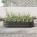 Tidyard Raised Garden Bed Outdoor, Oval Large Metal Raised Planter Bed for for Plants, Vegetables, and Flowers Black