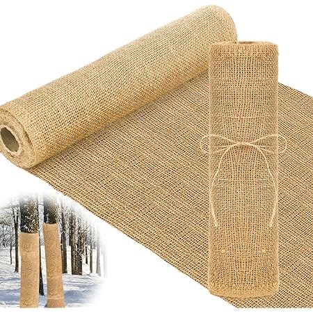Buryeah Winter Burlap Fabric Roll Burlap Garden Fabric Natural Jute Weed Barrier Fabric Burlap Cloth for Outdoor Garden Plants Tree Covering Runner Landscaping Wedding Party Decor(40 Inch x 33 Ft)