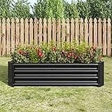 Tidyard Metal Raised Garden Bed, Rectangle Raised Planter 4x2x1ft for Flowers Plants, Vegetables Herb Veezyo Black for Outdoo