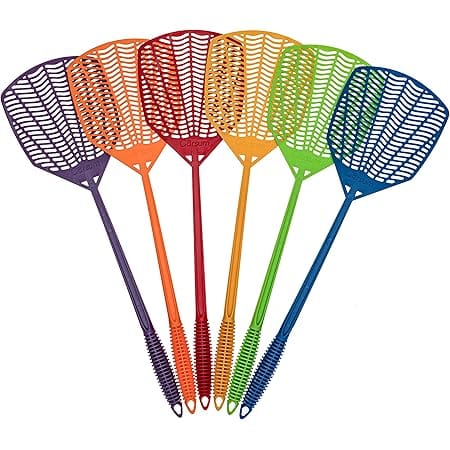 Garsum Fly Swatters 6 Pack Plastic Strong Multi Pack,Long Handle Durable,Fly Swat Shatter Bulk,Insects, Bugs Swatter Set That Work for Indoor and Outdoor