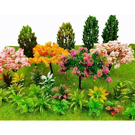 MOMOONNON 28 Pcs Miniature Fairy Garden Tree Plant Ornament, Mixed Model Trees 1-3 Inches, Miniature Dollhouse Pots Decor Moss Bonsai Micro Landscape DIY Craft Garden Ornament