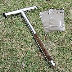 HiHydro Soil Sampler Probe 12 Inch Stainless Steel with 2 Pcs Reusable Sample Bags, T-Style Handle Soil Test Kits Soil Probes