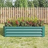 Tidyard Metal Raised Garden Bed, Rectangle Raised Planter 4×2×1ft for Flowers Plants, Vegetables Herb Veezyo Green for Outdoo