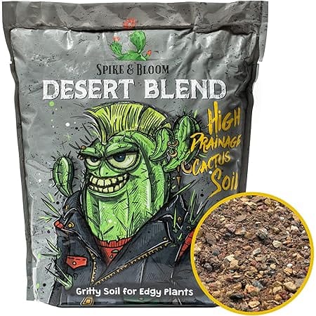 High Drainage Cactus Soil Potting Mix with Mycorrhizal Fungi - 8 Pounds / 4 Quarts of Soil for Succulents and Cactus - Slightly Acidic, Gritty Soil for Healthy Indoor Plants - Spike & Bloom