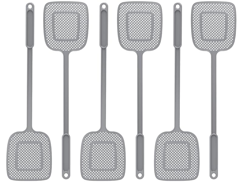 MR.SIGA Heavy Duty Long Handle Fly Swatter, Gray, 6 Pack