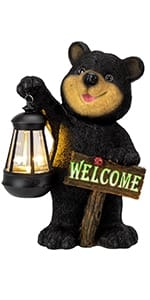 Garden Bear Statue with Solar Lantern