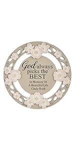 floral memorial stepping stone, tan stone, pink and white flowers