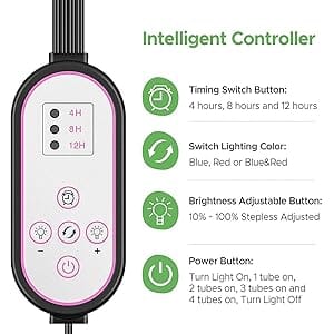 Grow Light with Stand Grow Lights for Indoor Plants with Red Blue Spectrum 10 Dimmable Brightness