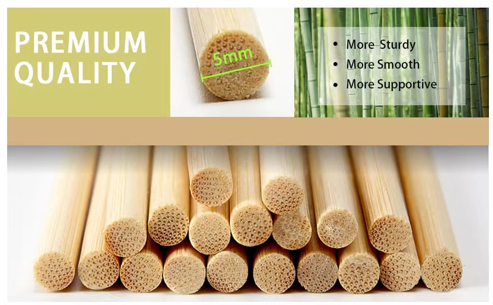 60 Pack 16 inch Bamboo Wood Plant Stakes