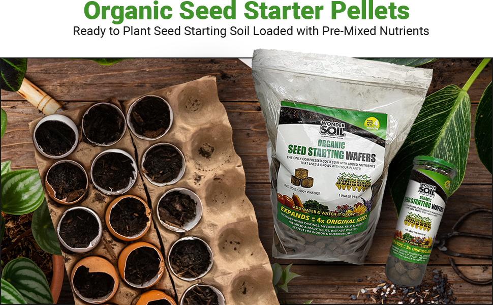 soil compact nutrients seed starter pellets wafers organic pre-mixed fast germination plant garden