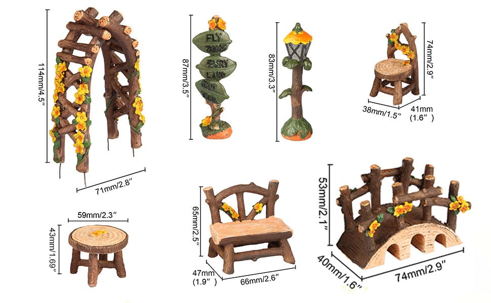 Fairy Garden Furniture Bench Ornaments Kit