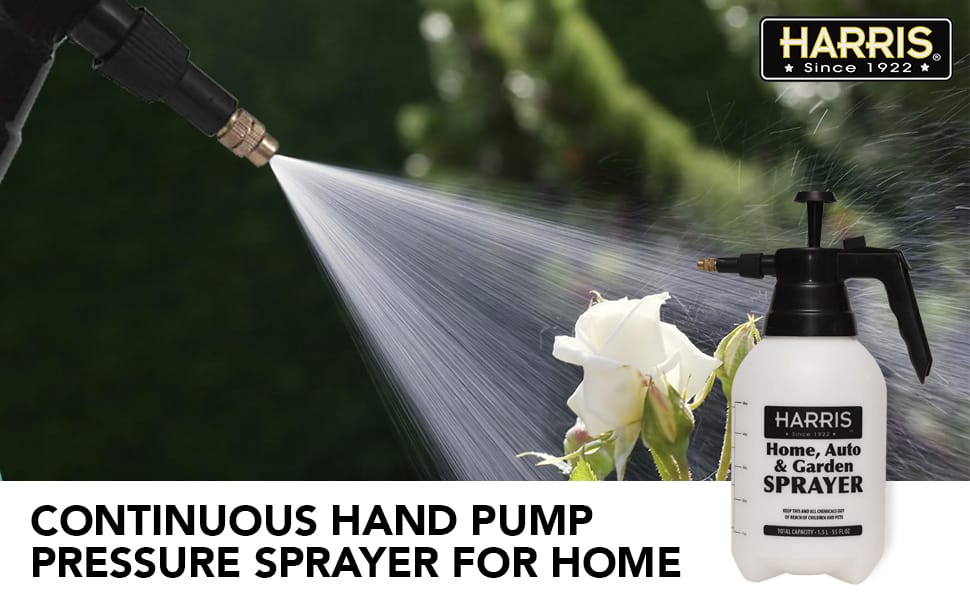 HARRIS Continuous Hand Pump Pressure Sprayer for Home, Lawn, Garden, Car Detailing and More, 1.5L
