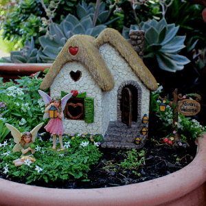 fairy figurine resin flower stump miniatures garden pieces supplies statues village house outdoor