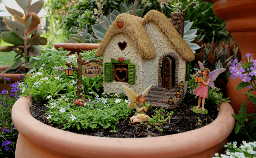 fairy miniature figurines figures house kit set supplies girls boys kids resin outdoor sign kids