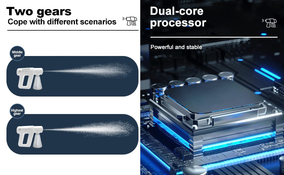 Atomizer Sprayer，Rechargeable ULV Nano Sprayer with Blue Light,Electrostatic ULV Atomizer Sprayer