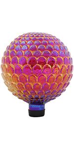 Sunnydaze Red Scalloped Outdoor Gazing Globe - 10-Inch